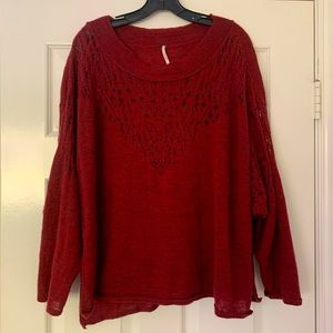 Red Free People Cutout Sweater / Tunic Top - Size Small